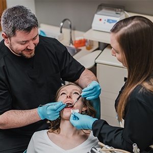 Smiling woman in dental chair