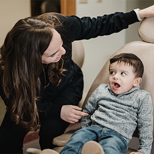 Child receiving dental exam
