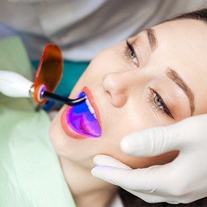 Patient receiving dental bonding