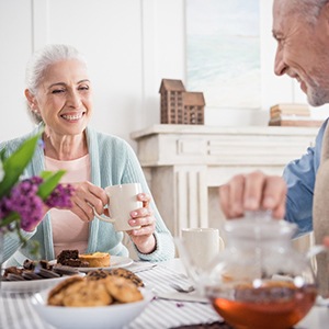 older couple enjoying a meal together