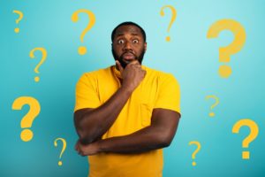 man with a worried expression
